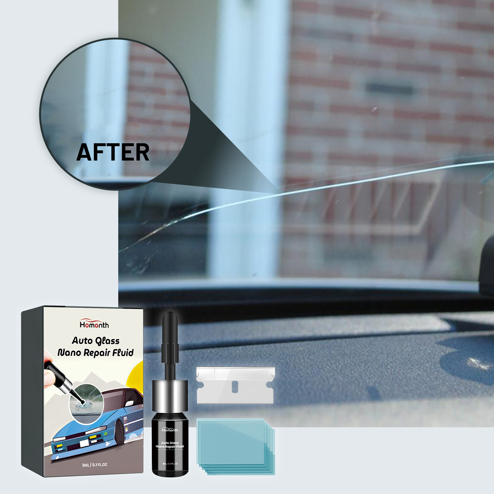 Fluido Nano Reparador para Vidros Automóveis, Adesivo Reparador Rápido para Fissuras em Para-brisas. - Image 3