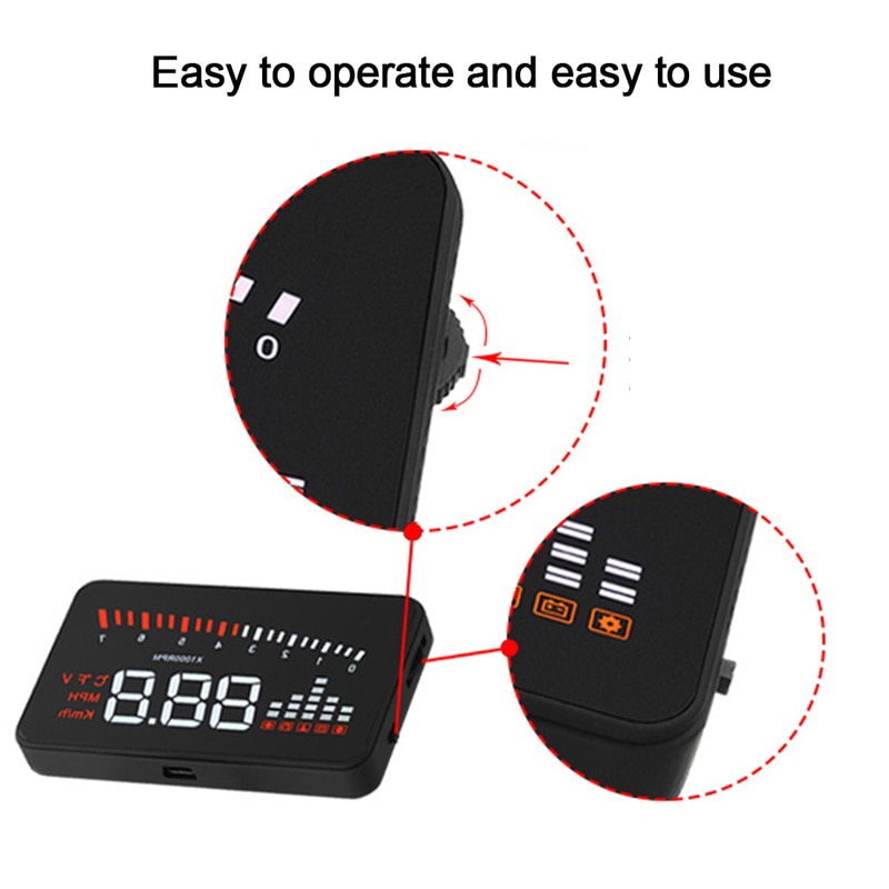 X5 Car HUD Head Up Display OBD II EOBD Sistema de aviso de excesso de velocidade com correspondência automática Projetor no para-brisas Alarme de velo - Image 3
