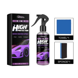Spray de proteção automóvel 6 em 1, revestimento cristalino para pintura de automóveis, selador, glaze, resistente ao pó e sujidade, polidor, agente de revestimento para retrofit.