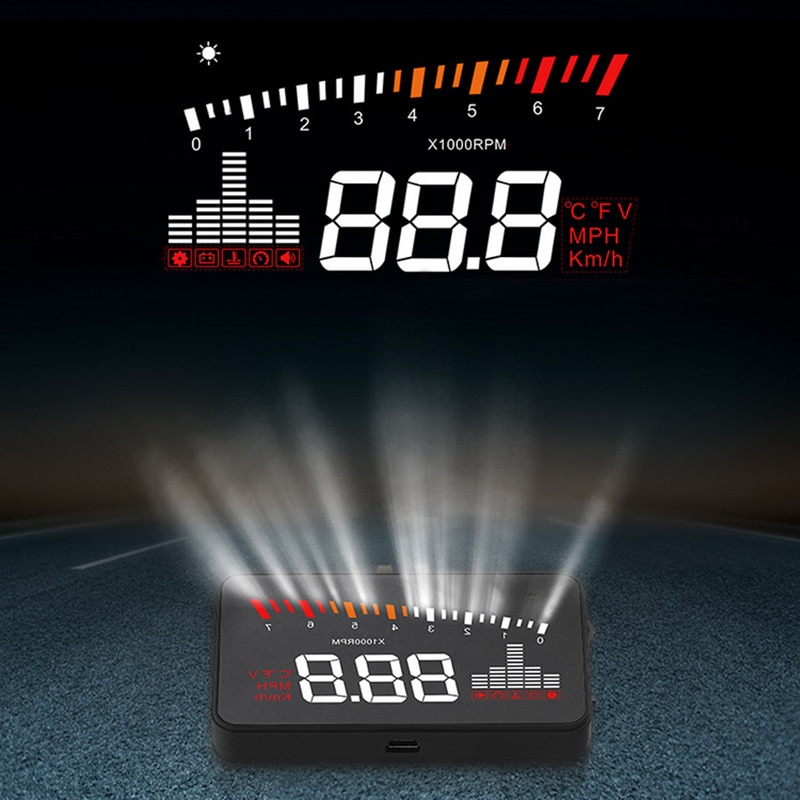 X5 Car HUD Head Up Display OBD II EOBD Sistema de aviso de excesso de velocidade com correspondência automática Projetor no para-brisas Alarme de velo - Image 4