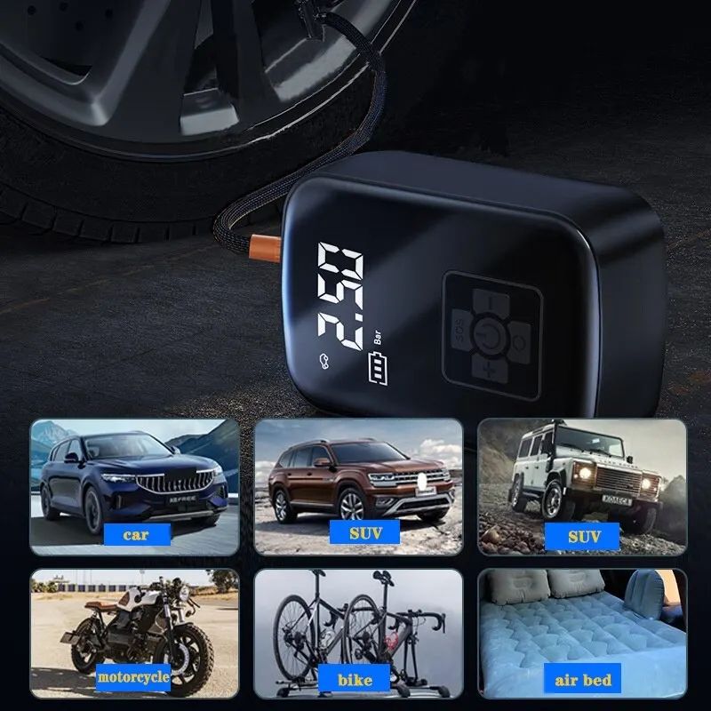 Bomba de ar sem fios para automóvel, mini bomba de ar para automóvel, bomba de ar de alta pressão para uso doméstico. - Image 4