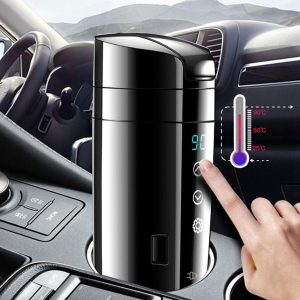 Caneca veicular de 70W com temperatura em tempo real, 12V 24V, à prova de água, em aço inoxidável, esquentador para automóvel, ideal para viagens.