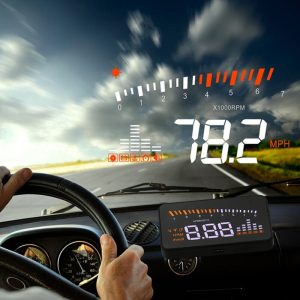 X5 Car HUD Head Up Display OBD II EOBD Sistema de aviso de excesso de velocidade com correspondência automática Projetor no para-brisas Alarme de velo