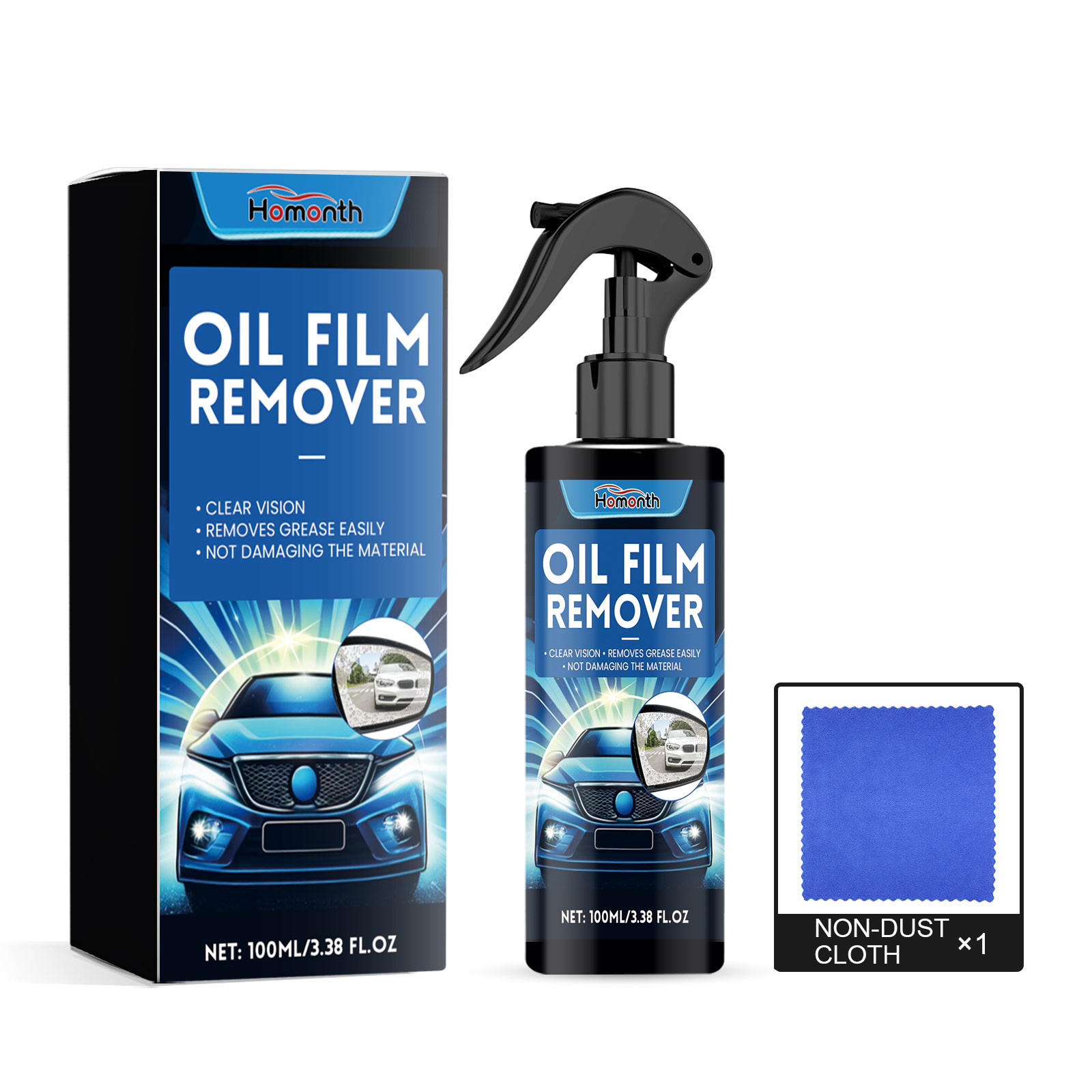 Limpador de películas de óleo para para-brisas, líquido removedor de pó, manchas e película de óleo do para-brisas do carro
