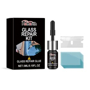 Kit de Reparação de Vidros Auto para Fissuras e Arranhões em Para-brisas - Visão Clara - Portátil e com Adesivo