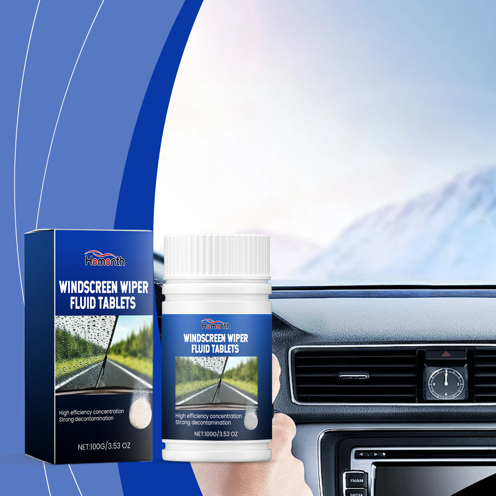 Limpeza de para-brisas automóveis com lenço efervescente. Remove manchas e película de óleo. Limpeza transparente do para-brisas. - Image 3