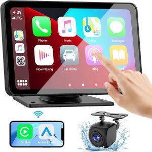 Leitor MP5 portátil sem fios de 7 polegadas para automóvel com Bluetooth, CarPlay, multimédia e dispositivo de navegação com projeção Android.