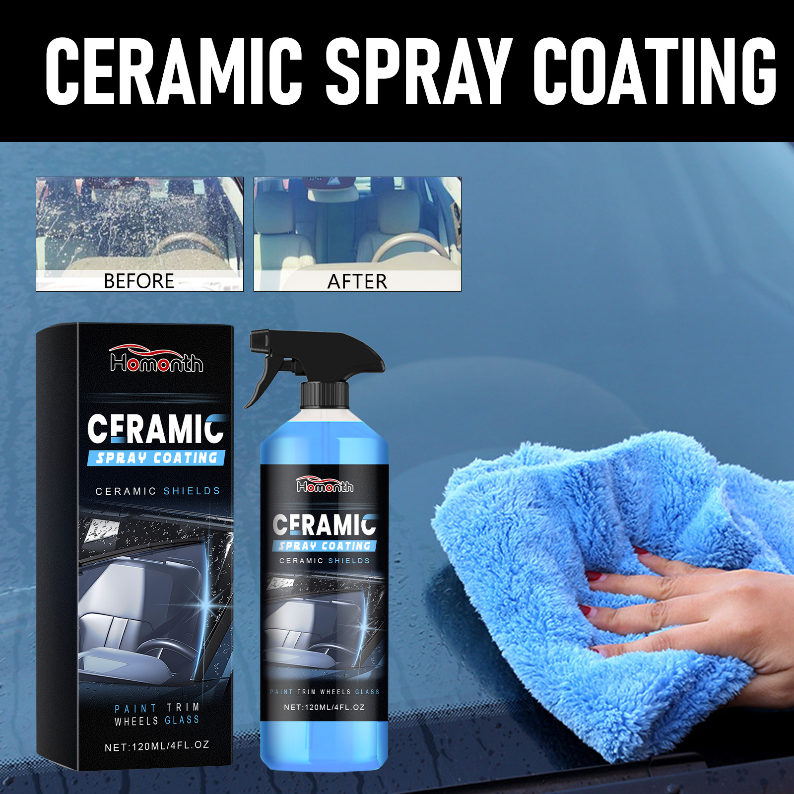 Revestimento cerâmico em spray, removedor de manchas de óleo para pára-brisas e vidros. - Image 3