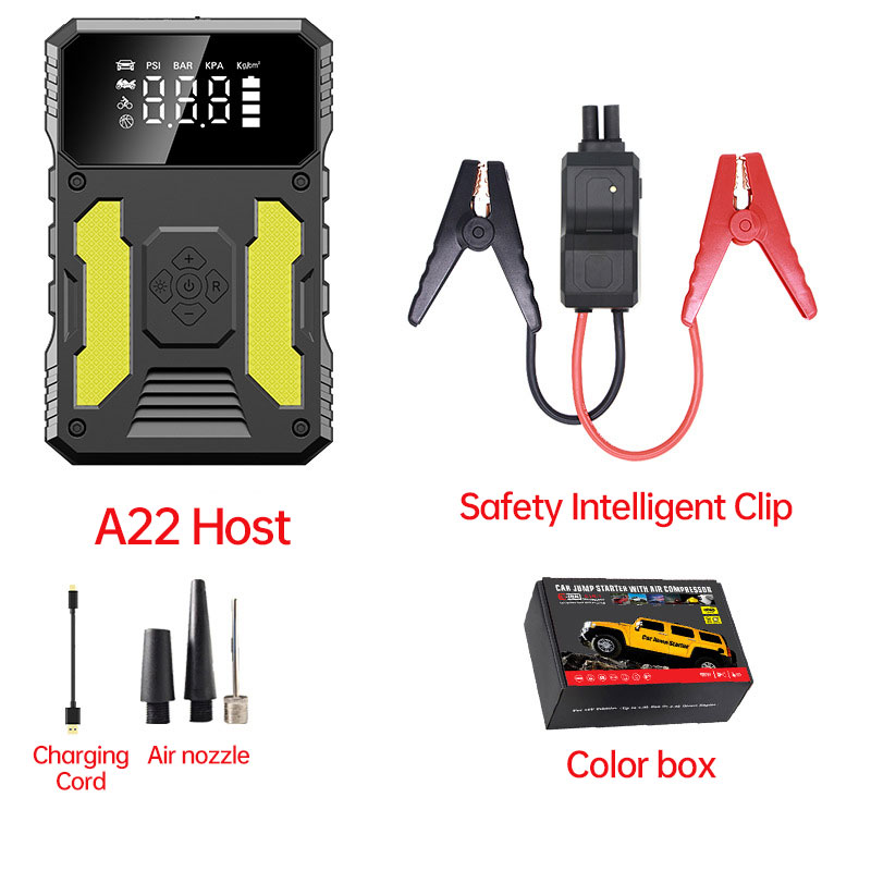 Auxiliar de arranque para automóvel com compressor de ar portátil 12V, bateria externa, bateria de lítio. - Image 11
