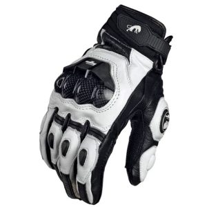 Luvas de motociclismo pretas em pele genuína para corrida, luvas brancas para motociclismo de estrada, luvas de equipa para homem, verão e inverno.