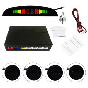 Radar de estacionamento automático Parktronic LED com 4 sensores de estacionamento, monitor de estacionamento traseiro, detetor de radar e visor retro