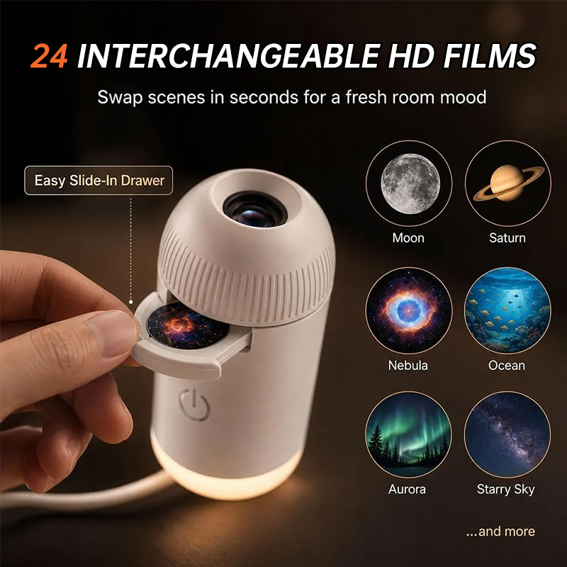 Projetor holográfico 5D Galáxias e Oceanos – Luz de presença LED inteligente com 24 películas para decoração de quartos e festas. - Image 9