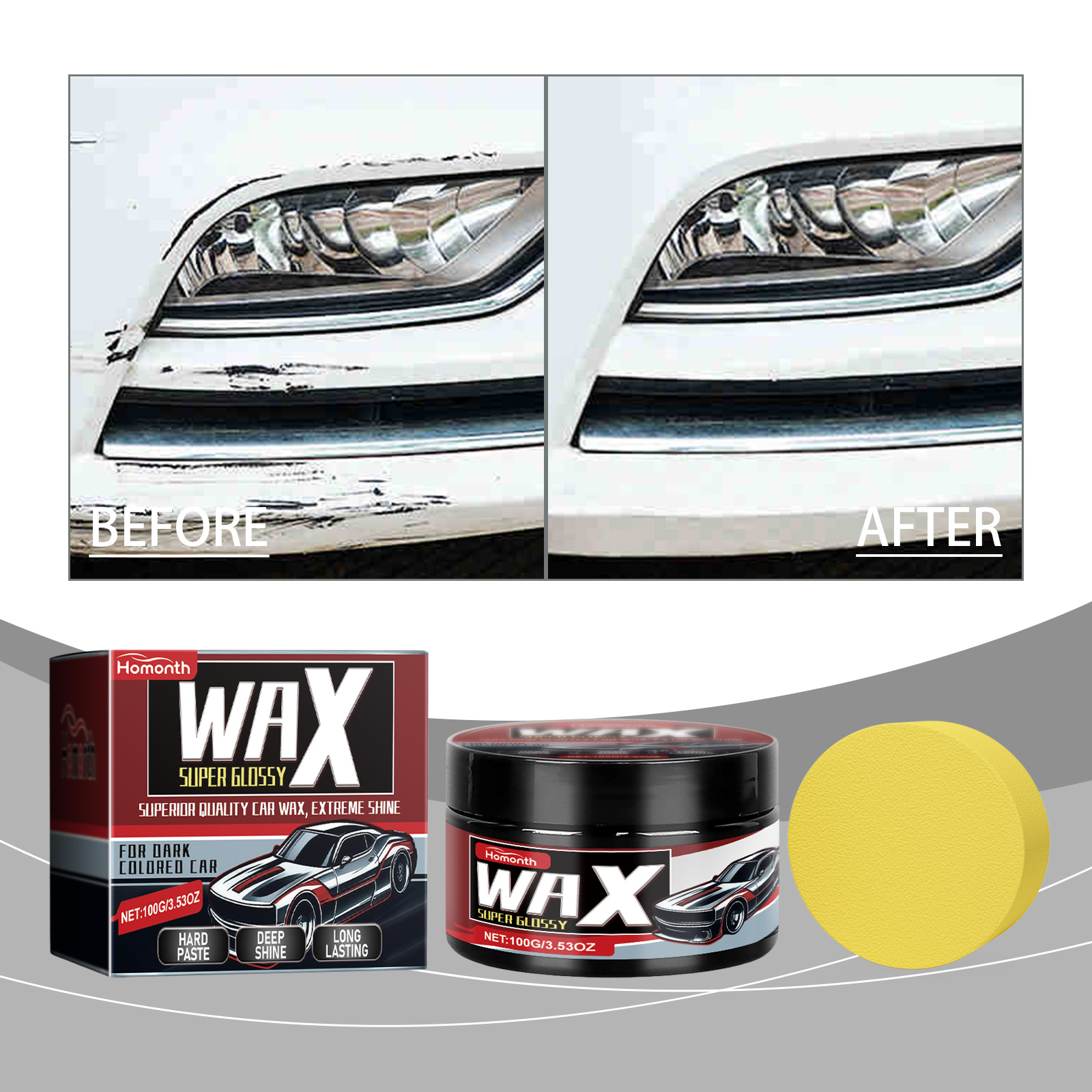 Cera para reparação da carroçaria, cera para polimento e reparação da pintura automóvel, que remove riscos e deixa o carro a brilhar como novo. - Image 3