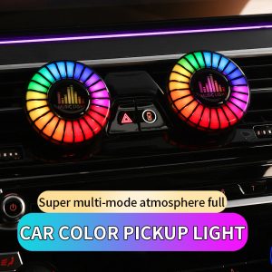 Luz ambiente com aromaterapia para automóvel, saída de ar com iluminação ambiente, luz de captação de som para automóvel, luz rítmica controlada por v