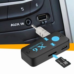 Transmissor Bluetooth X6 com entrada auxiliar e USB para automóvel, recetor de música, adaptador Bluetooth de 5,0 mm e adaptador de música MP3 para le