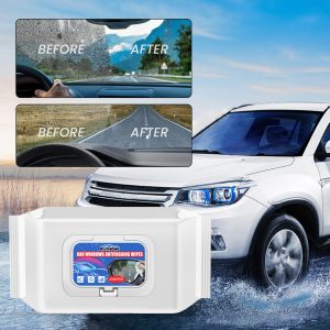 Toalhetes humedecidos anti-embaciamento e anti-chuva para automóveis, toalhetes de limpeza de vidros para automóveis sem água, toalhetes descontaminan