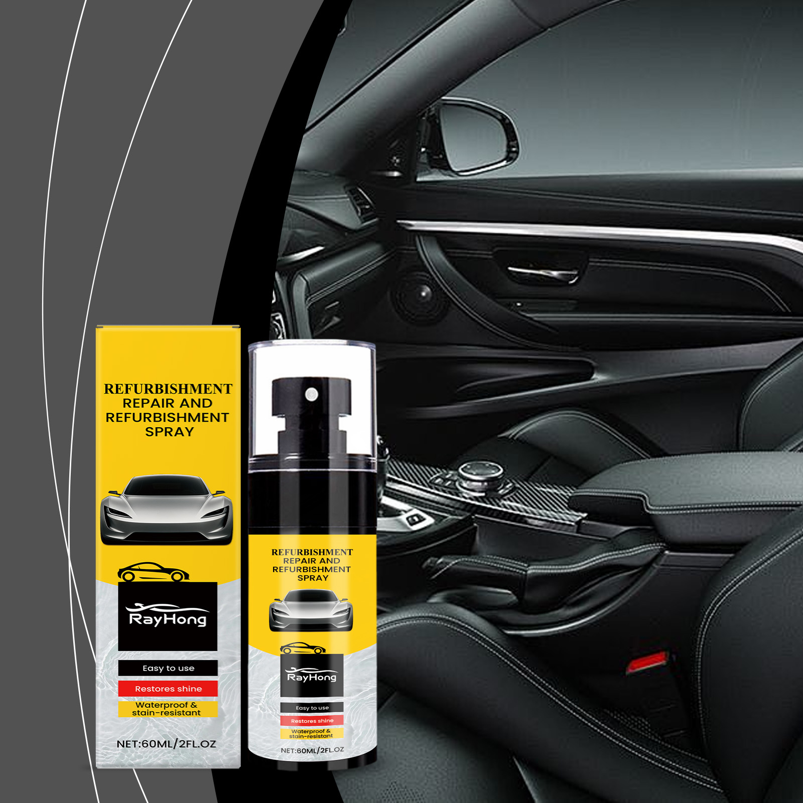 Spray para restauro de plásticos automóveis Rayhong, revestimento para interiores de plásticos automóveis, polimento, manutenção e aplicação de revest - Image 2