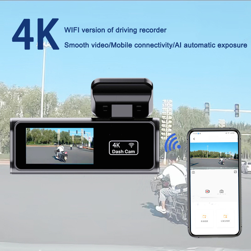 Gravador de vídeo para veículos (DVR) de 1,97 polegadas com internet móvel via Wi-Fi, gravação dupla em 4K de alta definição e modo estacionamento. - Image 2