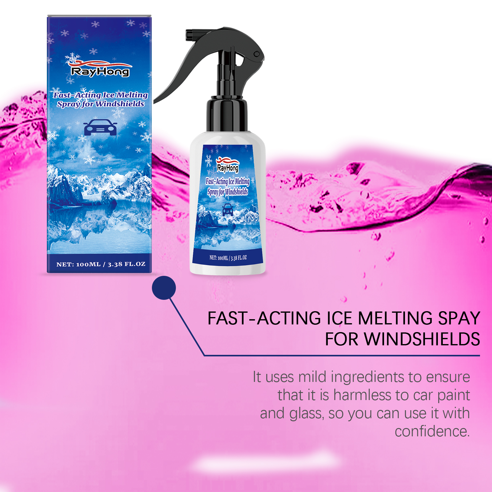 Spray para desembaciar e derreter rapidamente a neve do para-brisas do carro - Image 3