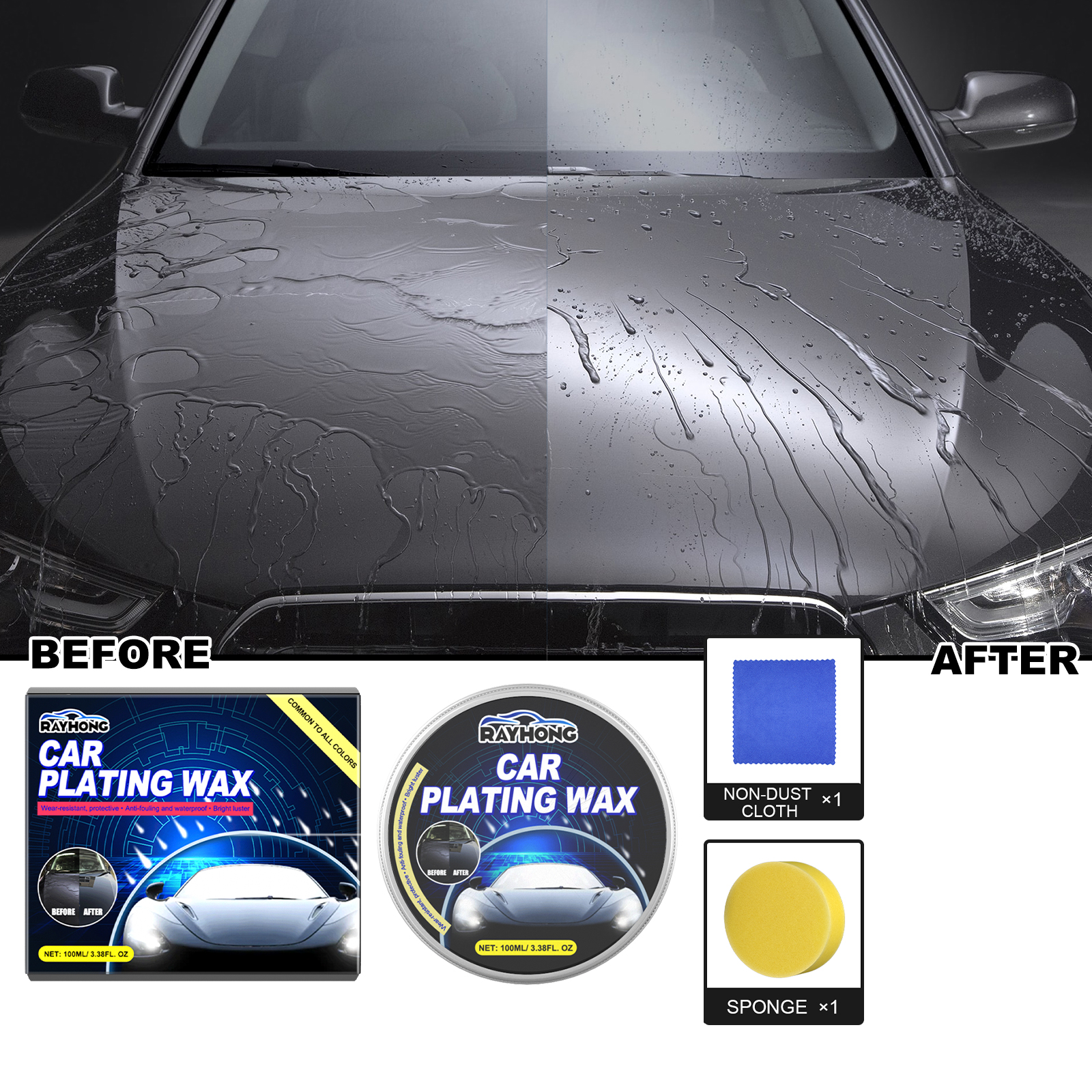 Cera sólida para encerar automóveis, com revestimento de cera cristalina, para reparação de riscos, descontaminação, polimento e manutenção. - Image 3