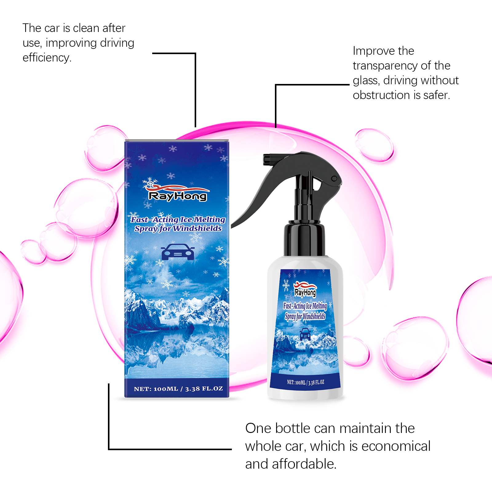 Spray para desembaciar e derreter rapidamente a neve do para-brisas do carro - Image 4