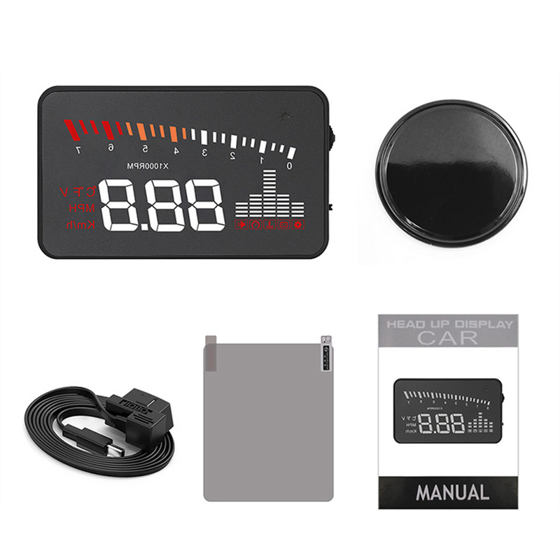 X5 Car HUD Head Up Display OBD II EOBD Sistema de aviso de excesso de velocidade com correspondência automática Projetor no para-brisas Alarme de velo - Image 5