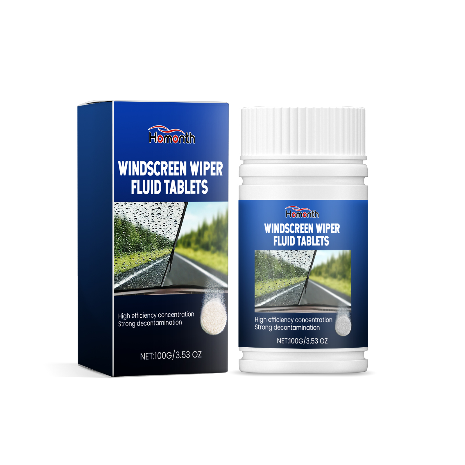 Limpeza de para-brisas automóveis com lenço efervescente. Remove manchas e película de óleo. Limpeza transparente do para-brisas.