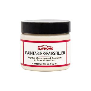 Massa para reparações que pode ser pintada, creme para reparar riscos em bancos de automóveis e sofás de pele.