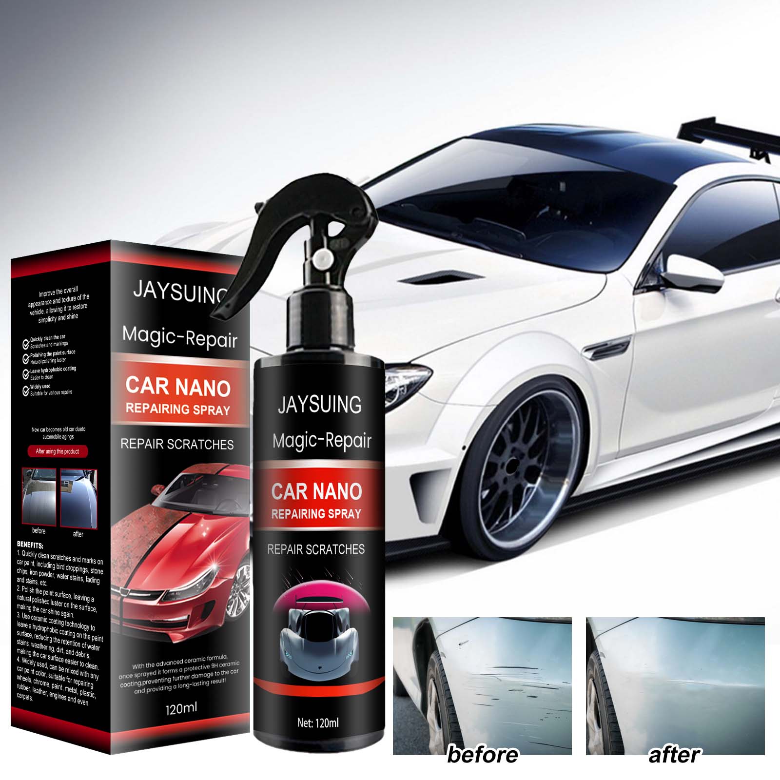 Spray de revestimento automóvel, revestimento super hidrófobo para reparar riscos, manchas de água e pó na pintura do carro. - Image 3