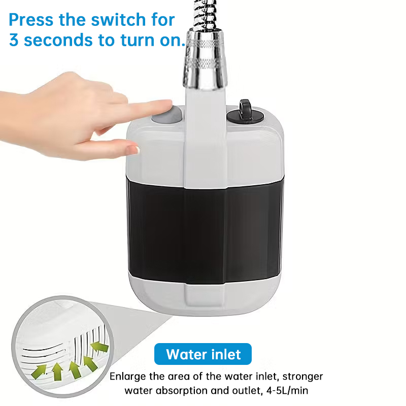 Bomba de duche portátil recarregável via USB | Kit de banho para campismo | Equipamento para lavar carros e animais de estimação - Image 7