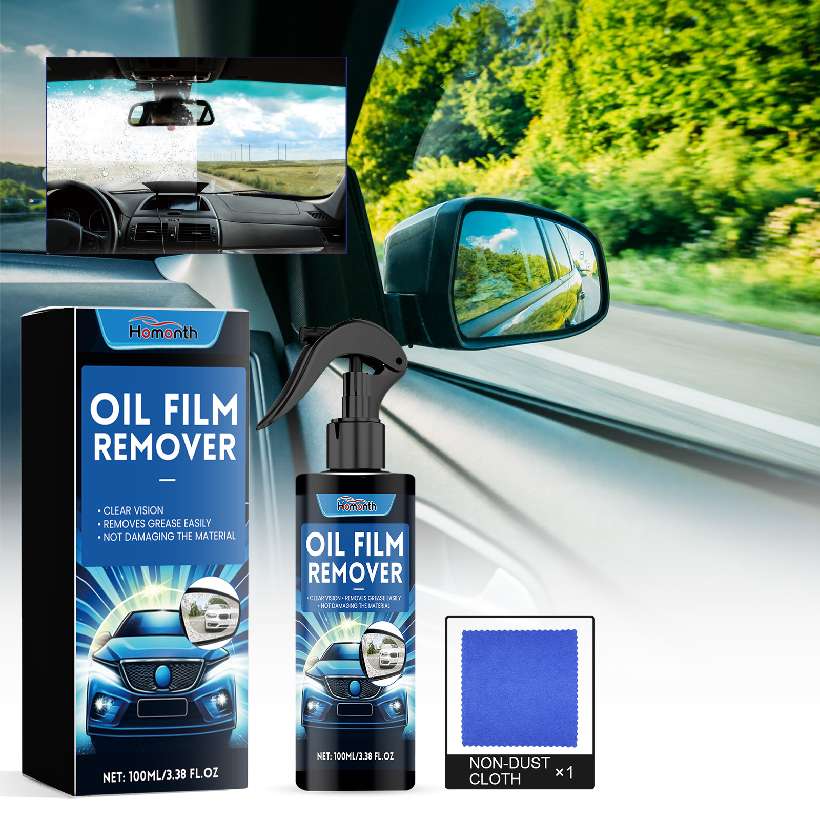 Limpador de películas de óleo para para-brisas, líquido removedor de pó, manchas e película de óleo do para-brisas do carro - Image 3