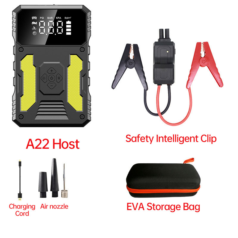 Auxiliar de arranque para automóvel com compressor de ar portátil 12V, bateria externa, bateria de lítio. - Image 12